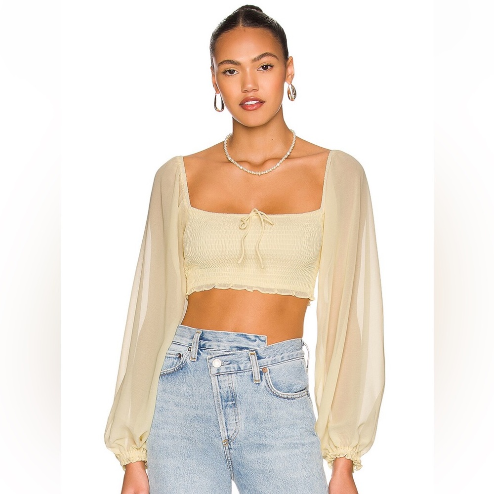 Yellow smocked crop top